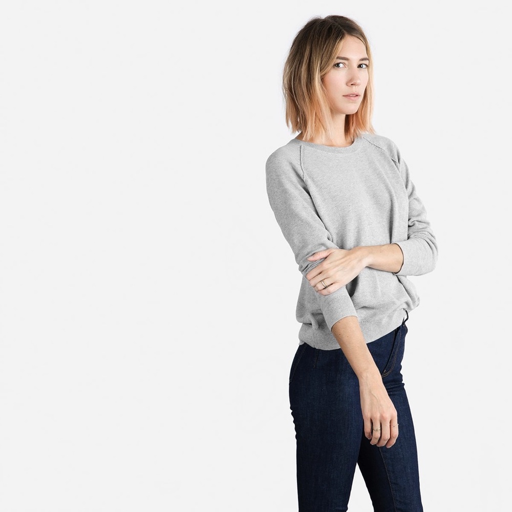 EVERLANE THE SEED STITCH GRAY SWEATER MEDIUM